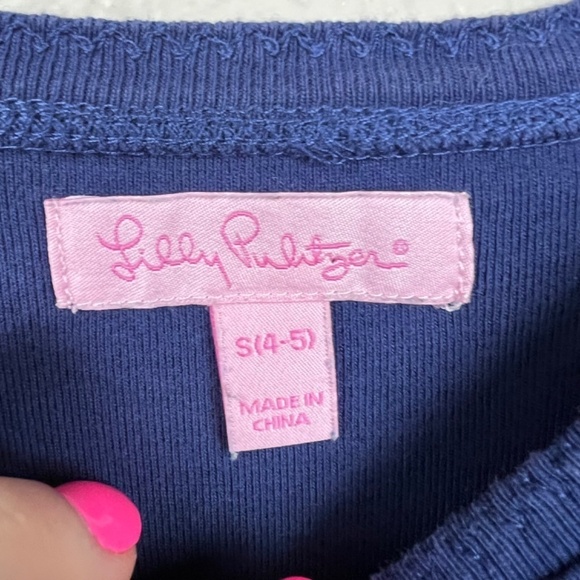 Lilly Pulitzer Girl's Koi Fish Embroidered Dress in Navy Sz S - Picture 2 of 5